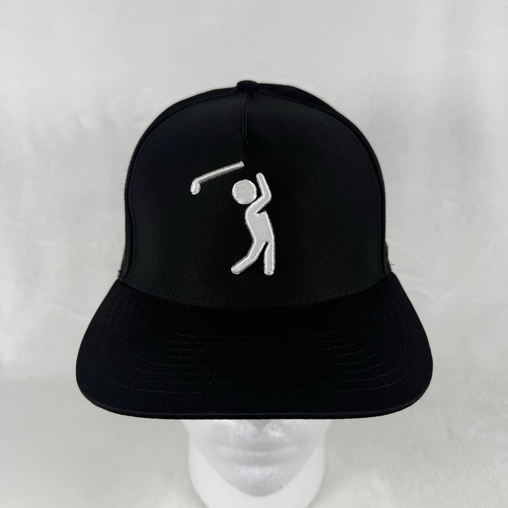 Bogey Bros Bogeyman Golf Cap Hat Black Performance Vented Snapback Quick Dry